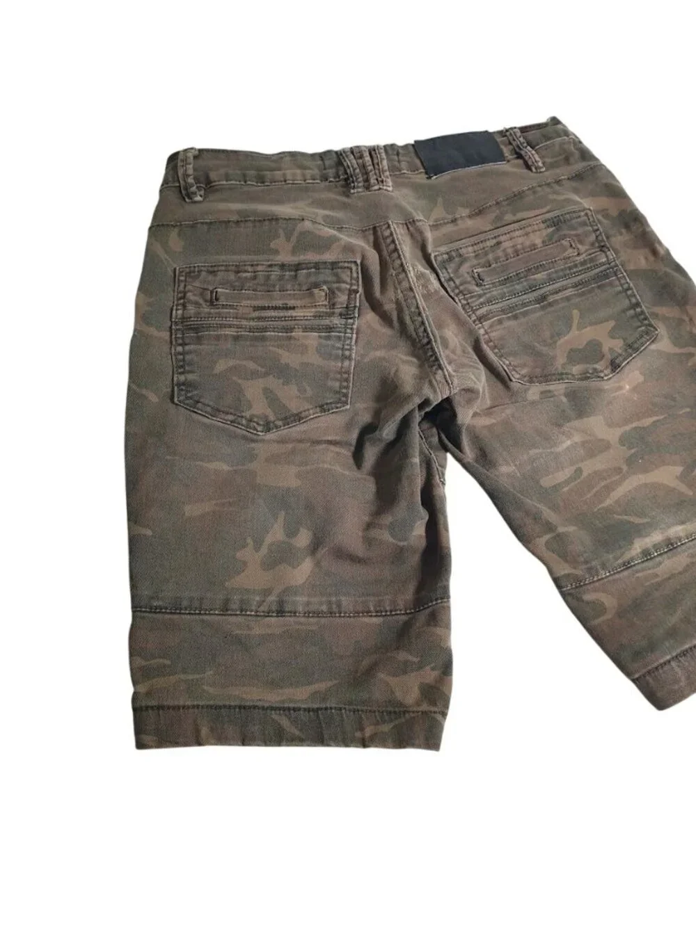 NickDanger Camo Cargo Shorts Mens Size 30 Woodland Print Cotton Spandex Stitch - Picture 9 of 11
